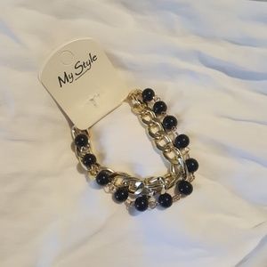 Black silver accent bracelet